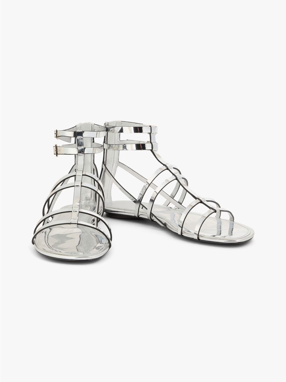 Tory Burch Capri Metallic Silver Gladiator Sandals